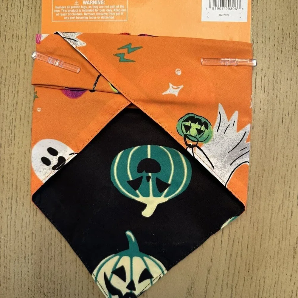 Hyde & EEK! Reversible Ghost & Pumpkin Glow-in-the-Dark Halloween Dog Bandana